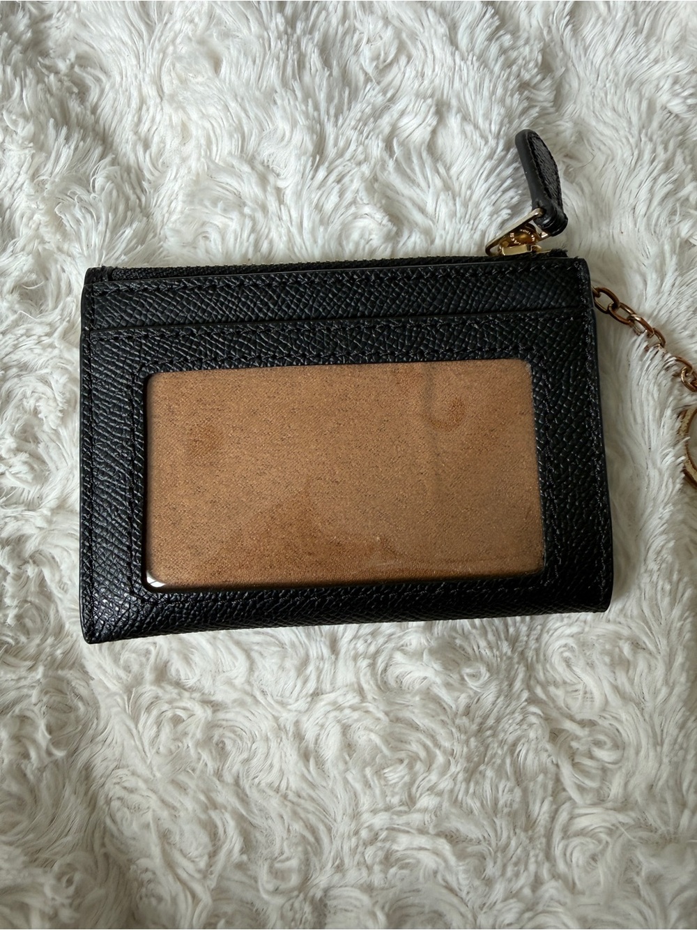 Coach Black Leather Card Holder with Gold Key Ring - Picture 2 of 4